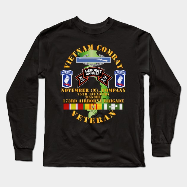 Vietnam Combat Vet - N Co 75th Infantry (Ranger) - 173rd Airborne Bde SSI Long Sleeve T-Shirt by twix123844